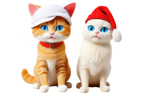 santa hats,christmas hats,santa clauses,two cats,catterns,georgatos,santa claus hat,gatos,christmas animals,tomkat,santa hat,red tabby,christmas dolls,lukits,cute cartoon image,thomasomys,bell and candy cane,christmas felted clip art,tomte,kihon,Conceptual Art,Oil color,Oil Color 07