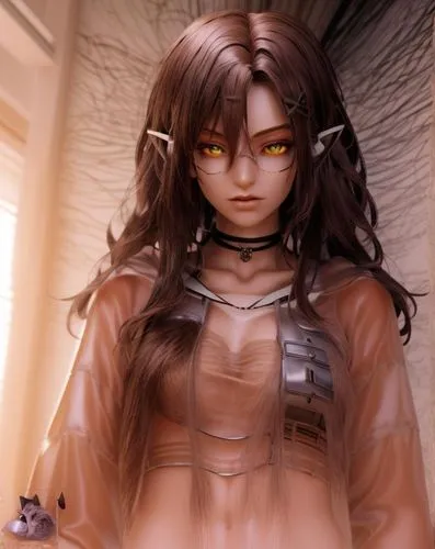 honmei choco,lechona,candela,fuki,harnessed,abs,see-through clothing,croft,kotobukiya,cg artwork,ren,choker,long-haired hihuahua,katniss,blade,leather jacket,glare,cybernetics,katana,mocha