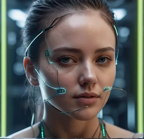 a futuristic woman stares straight ahead, and is illuminated by her own light source,cyborg,alita,elektra,siri,cyberangels,cyberia,Photography,General,Sci-Fi