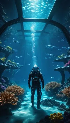 underwater background,aquanaut,marine tank,undersea,scuba,under the water,under the sea,ocean underwater,aquarium,underwater world,under sea,the bottom of the sea,underwater landscape,coral guardian,aquatic,ocean floor,underwater oasis,aquatic life,under water,scuba diving,Conceptual Art,Sci-Fi,Sci-Fi 10