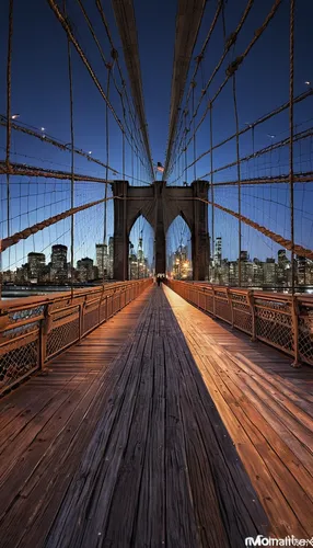 Days and night on Brooklyn Bridge Bridges wallpaper mural Photo wallpapers Demural,brooklyn bridge,manhattan bridge,harbor bridge,golden bridge,suspension bridge,passerelle,bridges,rainbow bridge,broo