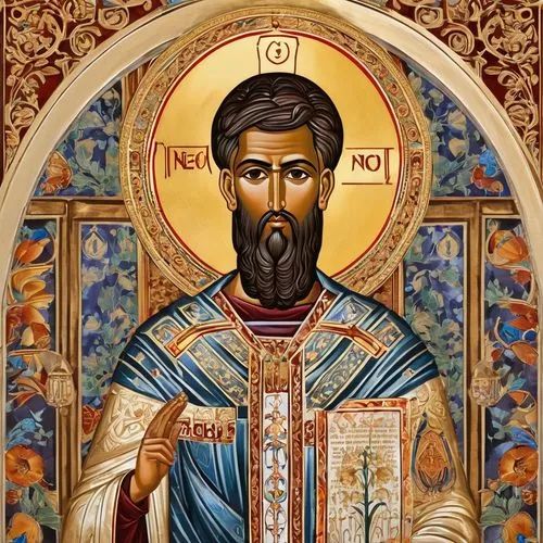 saint nicholias,greek orthodox,hieromonk,benediction of god the father,saint mark,romanian orthodox,saint nicholas,saint nicolas,st nicholas,archimandrite,saint paul,orthodox,metropolitan bishop,saint peter,twelve apostle,byzantine,medicine icon,christ feast,saint nicholas' day,portrait of christi,Illustration,Realistic Fantasy,Realistic Fantasy 43