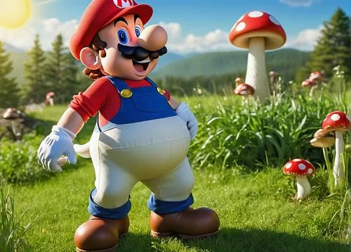 mario,toadstool,toadstools,3d render,super mario brothers,mushroom landscape,paisano,marios,3d rendered,fly agaric,mushrooming,red mushroom,kirkhope,forest mushroom,agaric,morio,club mushroom,mushroom hat,compositing,mushroom,Illustration,Vector,Vector 04