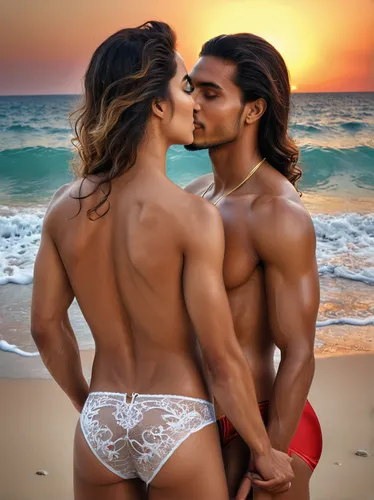 loving couple sunrise,beach background,cheek kissing,making out,kissing,lover's beach,romance novel,lindos,gay love,latino,honeymoon,black couple,amorous,hot love,romantic scene,varadero,tantra,beach goers,swim brief,glbt,Illustration,Realistic Fantasy,Realistic Fantasy 43