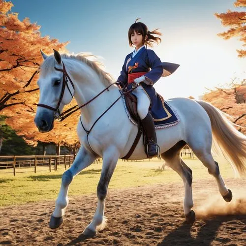 flying anime character,japanese style,girl,horses,a girl riding a horse with its hair in the wind,lipizzaner,masamune,lipizzaners,equitation,equestrian sport,horsewoman,Photography,General,Realistic