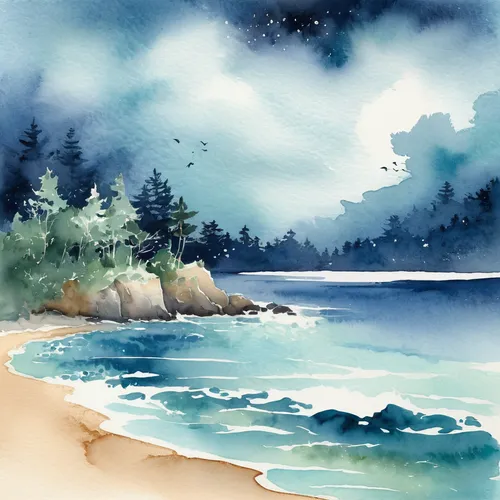 beach landscape,watercolor background,watercolor blue,coastal landscape,watercolor,sea landscape,watercolor paint,watercolor painting,watercolor sketch,seascape,watercolors,beach scenery,tofino,watercolour,seascapes,water color,watercolor pine tree,sea-shore,water colors,watercolor texture,Illustration,Paper based,Paper Based 25