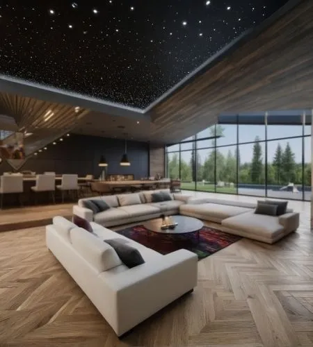 WHITE CEILING WITH DOWN LIGHTS,modern living room,luxury home interior,wooden floor,wood floor,wood flooring,great room,living room,hardwood floors,interior modern design,livingroom,modern room,pentho