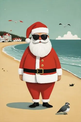 santa claus at beach,christmas on beach,christmas island,father christmas,holidaymaker,santaji,Illustration,Abstract Fantasy,Abstract Fantasy 05