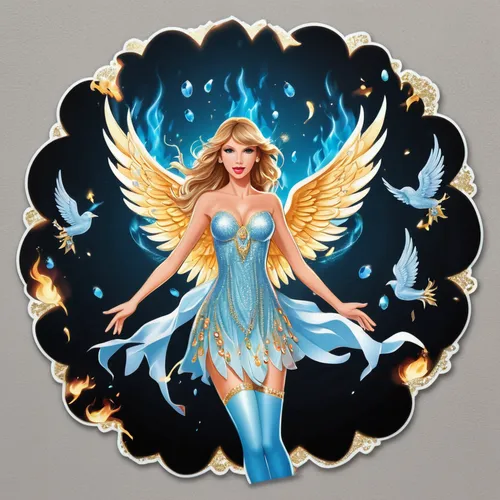 fire angel,horoscope libra,firebird,fairy tale icons,the zodiac sign pisces,virgo,fairy queen,fairy tale character,celtic woman,fantasy art,vanessa (butterfly),fire screen,fantasy woman,zodiac sign libra,horoscope pisces,angel girl,blue enchantress,business angel,angel wings,uriel,Unique,Design,Sticker