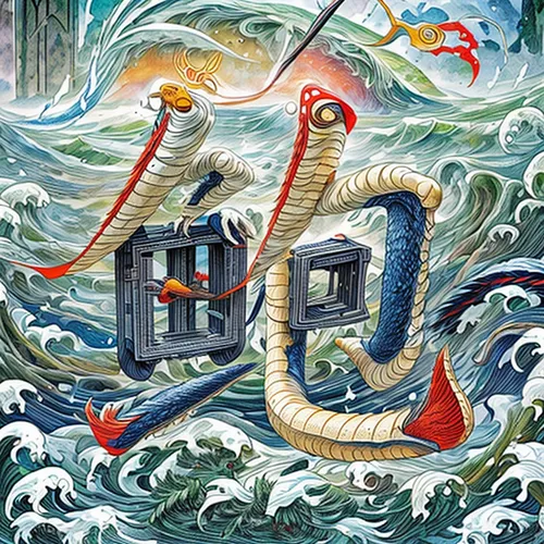 trumpet of the swan,sea fantasy,motif,swan boat,kraken,house of the sea,poseidon,god of the sea,sea god,seafaring,sea horse,david bates,the wind from the sea,dragon boat,pelicans,sea snake,phoenix boat,sea-horse,the zodiac sign pisces,birds of the sea