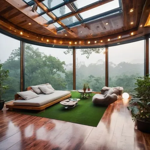 sunroom,roof landscape,glass roof,beautiful home,great room,conservatory,grass roof,conservatories,rain forest,living room,turf roof,livingroom,treehouse,forest house,rainforests,dreamhouse,skylights,tree house,roof terrace,sleeping room,Conceptual Art,Sci-Fi,Sci-Fi 30