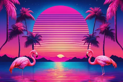 flamingos,pink flamingos,flamingo,flamingoes,pink flamingo,flamingo couple,two flamingo,flamingo pattern,80's design,lagoon,retro background,cuba flamingos,acid lake,dolphin background,summer background,80s,aesthetic,tropical birds,abstract retro,cabana,Conceptual Art,Sci-Fi,Sci-Fi 28