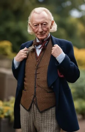 A photo of William Hartnell, 85mm, bokeh, Annie Leibovitz,elderly man,hartnell,kinnock,litefoot,waistcoats,waistcoat,granda,mcgahern,grandad,gambon,bennhold,busfield,niederhoffer,meisenheimer,elderly 