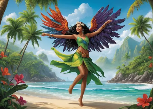 luau,hula,moana,bird of paradise,aloha,tahiti,polynesian girl,tropical bird,polynesia,polynesian,vanessa (butterfly),tropical bird climber,dominica,gonepteryx cleopatra,south pacific,flying island,tiana,oceania,merfolk,tropical birds,Conceptual Art,Fantasy,Fantasy 30