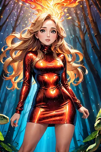 scarlet witch,fire angel,rosa ' amber cover,flame spirit,fiery,fire siren,fantasy woman,katniss,the enchantress,autumn background,sci fiction illustration,sorceress,fire lily,superhero background,fantasy picture,vanessa (butterfly),fantasy girl,flame lily,fairy tale character,super heroine,Anime,Anime,General