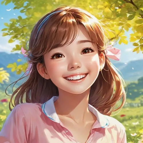 portrait background,a girl's smile,japanese sakura background,girl portrait,girl picking flowers,cheery-blossom,honmei choco,girl in flowers,sakura background,cute cartoon character,girl with tree,springtime background,spring background,natural cosmetic,children's background,flower background,landscape background,digital painting,kids illustration,girl picking apples,Illustration,Japanese style,Japanese Style 19