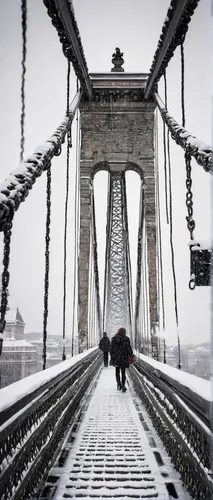 manhattan bridge,chain bridge,suspension bridge,brooklyn bridge,snow bridge,forth bridge,cantilever bridge,george washington bridge,bridge new europe,danube bridge,harbor bridge,brooklyn,bridges,golden bridge,love bridge,transporter bridge,the snow falls,bridge,wintry,passerelle,Photography,Black and white photography,Black and White Photography 02