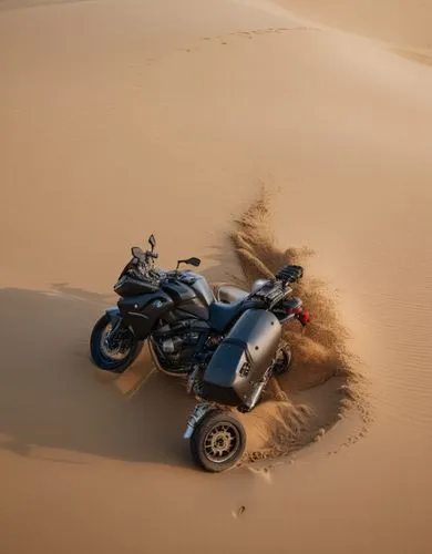 moto caída sobre a areia,an off - road motorcycle making a desert entrance in the desert,dakar rally,admer dune,quad bike,deserticola,desert run,desert safari dubai,Photography,General,Natural