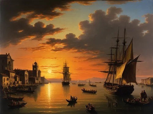 venetian lagoon,andreas achenbach,venetian,landscape with sea,the carnival of venice,dutch landscape,harbor,seaport,coastal landscape,sea landscape,robert duncanson,nassau,sailing ships,venezia,murano,the port of santa maria,puerto banus,eventide,naples,hanseatic city,Art,Classical Oil Painting,Classical Oil Painting 25