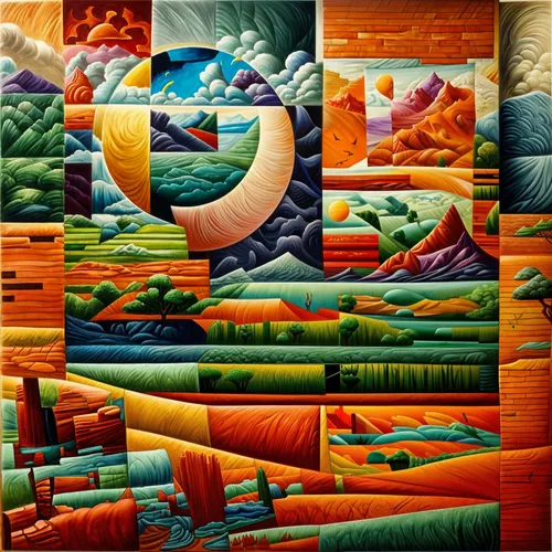 ravensburger,pittura,paisaje,mosaica,colored pencil background,pachamama