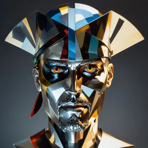 schmidhuber,cubist,cyborg,3d man,automaton,roy lichtenstein,Art,Artistic Painting,Artistic Painting 45