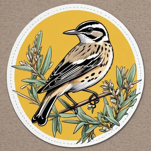 meadowlarks,bobolink,spinifex pigeon,longspur,dotterels,yellow winter finch,bushshrikes,finch bird yellow,accentor,woodlark,wheatear,meadowlark,cactus wren,fischer sparrow lark,shrikes,palm warbler,common firecrest,honeyeater,golden finch,honeyeaters,Unique,Design,Sticker