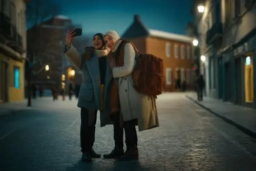 dos personas en la calle,dizi,romantic scene,overcoat,romantic night,romantic look,two meters,vintage man and woman,digital compositing,blue jasmine,couple goal,honeymoon,couple in love,night scene,mi