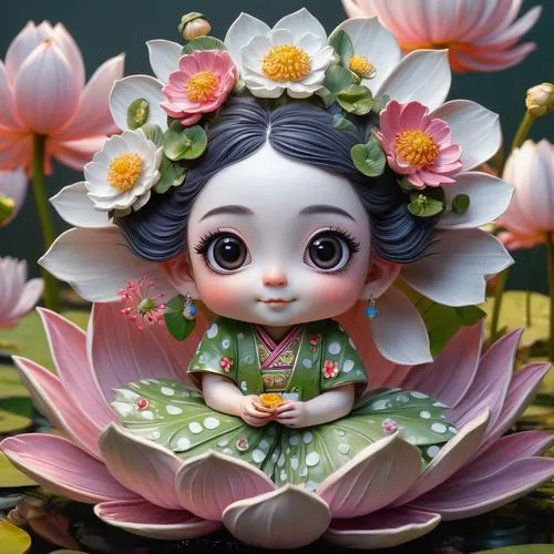 guobao,oiran,flower fairy,water lotus,japanese doll,yunhuan,diaochan,garden fairy,kokeshi doll,lotus flowers,zhiyuan,the japanese doll,lotus with hands,lotus blossom,blooming lotus,wuhuan,kuangyin,guanyin,water lily plate,benzaiten,Conceptual Art,Daily,Daily 07