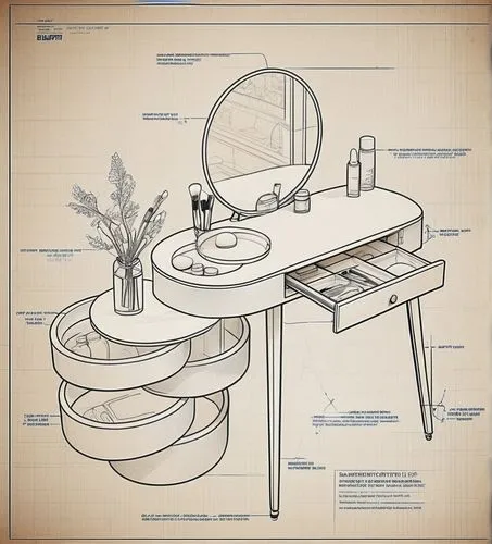 beauty pop-up makeup table,washbasin,plumbing fixture,industrial design,toilet table,technical drawing,orrery,writing desk,architect plan,barograph,table arrangement,scientific instrument,plumbing fit