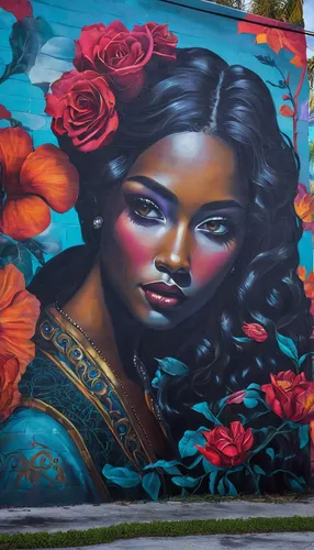 mural,girl in flowers,frida,miami,graffiti art,camberwell beauty,fitzroy,yogananda,west hollywood,flower wall en,brooklyn street art,graffiti,streetart,painted block wall,murals,west indian jasmine,painted wall,flower painting,san diego,street art,Illustration,Realistic Fantasy,Realistic Fantasy 22