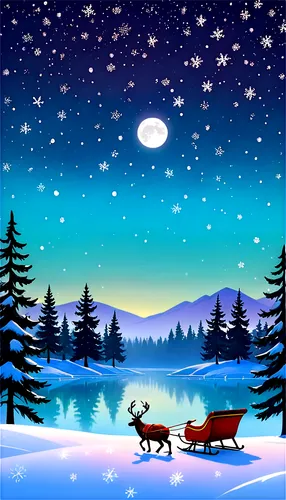 christmas snowy background,watercolor christmas background,christmasbackground,christmas background,christmas buffalo raccoon and deer,sleigh with reindeer,christmas landscape,christmas wallpaper,santa claus with reindeer,deer illustration,winter background,sleigh ride,christmas motif,christmas deer,winter deer,christmas scene,silent night,reindeer,winter night,reindeer from santa claus,Illustration,Vector,Vector 07