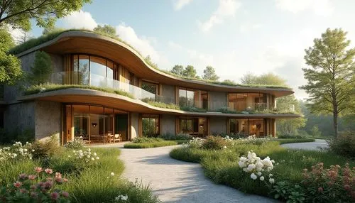 forest house,3d rendering,house in the forest,beautiful home,modern house,render,renderings,revit,timber house,home landscape,dunes house,dreamhouse,wooden house,grass roof,house in the mountains,landscaped,mid century house,smart house,luxury home,house in mountains,Photography,General,Realistic