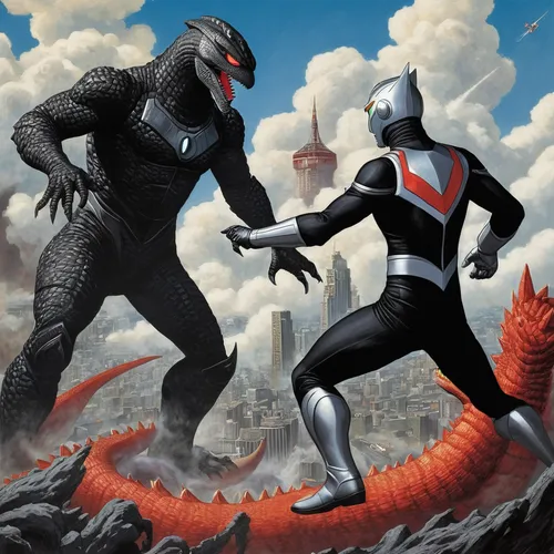 sci fiction illustration,marvel comics,confrontation,magneto-optical disk,duel,mandrill,civil war,marvels,battle,clash,dispute,x men,vilgalys and moncalvo,predators,conflict,xmen,lucha libre,venomous,versus,guards of the canyon,Illustration,Realistic Fantasy,Realistic Fantasy 05