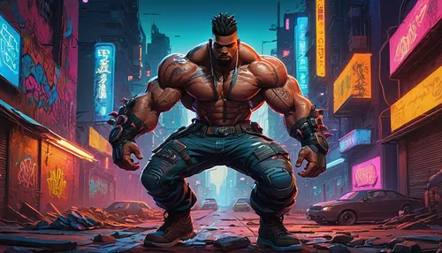 cyberpunk,wolverine,game art,splitting maul,game illustration,brute,barbarian,jackal,bane,grog,enforcer,warlord,would a background,dane axe,leopard's bane,katakuri,renegade,wall,maul,swordsman,Art,Classical Oil Painting,Classical Oil Painting 38