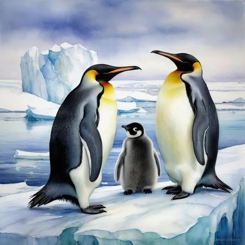 emperor penguins,king penguins,penguins,pinguine,penguin couple,chinstrap penguin,Illustration,Paper based,Paper Based 11