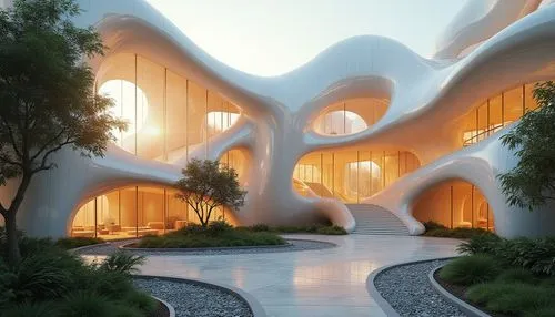 futuristic architecture,futuristic art museum,biomorphic,3d rendering,cubic house,modern architecture,soumaya museum,asian architecture,dunes house,biospheres,safdie,render,bjarke,archidaily,cube house,superadobe,frame house,futuristic landscape,soumaya,interlace,Photography,General,Realistic