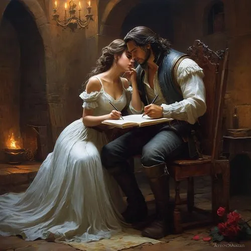 romantic portrait,romantic scene,garamantes,romantica,romanza,romancing,love letter,courtship,romanticizes,delaroche,struzan,elopement,amoureux,hildebrandt,romanced,emile vernon,amantes,romantique,romanticists,young couple,Conceptual Art,Fantasy,Fantasy 13