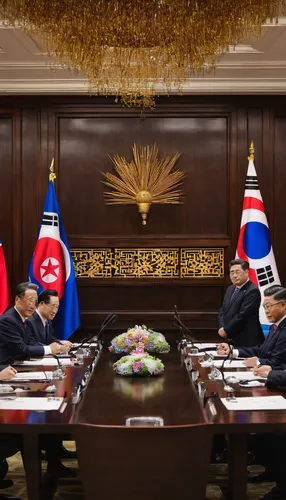 kimjongilia,board room,round table,conference hall,a meeting,meeting room,meeting on mound,kim,republic of korea,north korea,men sitting,exchange of ideas,card table,north korea kpw,korea,conference room,diplomacy,kimchijeon,the conference,welcome table,Art,Classical Oil Painting,Classical Oil Painting 09