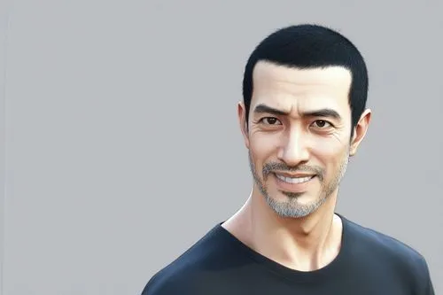 a 3d cartoon of a smiling man,djorkaeff,mkhitaryan,koreshkov,kaidan,saeid,mahmoud,Illustration,Japanese style,Japanese Style 05