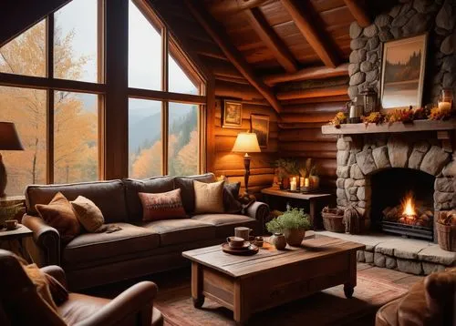 the cabin in the mountains,log home,fireplace,coziest,warm and cozy,fire place,rustic aesthetic,log cabin,coziness,fireplaces,chalet,cozier,log fire,rustic,cabin,alpine style,wooden beams,fireside,autumn decor,cottage,Illustration,Retro,Retro 26