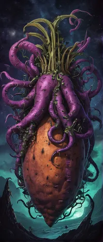 giant granadilla,medusa gorgon,red onion,deep sea nautilus,pitahaya,medusa,pitahaja,aorta,heart with crown,kohlrabi,polyp,cnidaria,root vegetable,pearl onion,nautilus,the heart of,cnidarian,worm apple,kraken,three-lobed slime,Illustration,Realistic Fantasy,Realistic Fantasy 47