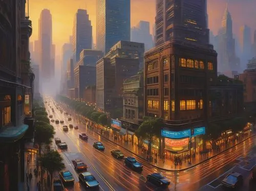 cityscape,city scape,cityscapes,evening city,metropolis,manhattan,world digital painting,cybertown,cybercity,cityzen,urban landscape,coruscant,urbanworld,new york streets,cityview,business district,fantasy city,city life,colorful city,megapolis,Illustration,Realistic Fantasy,Realistic Fantasy 03