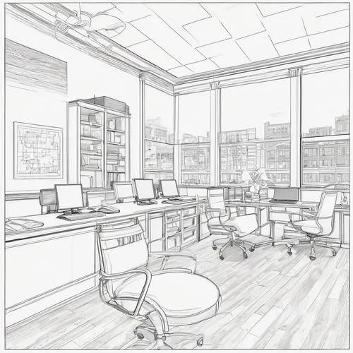 office line art,study room,working space,workspaces,sketchup,work space,workspace,office,penciling,workstations,workroom,offices,consulting room,bureaux,workrooms,office desk,mono-line line art,workplace,computer room,pencilling,Unique,Design,Blueprint