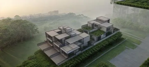 cube stilt houses,chinese architecture,morning mist,foggy landscape,roof landscape,building valley,asian architecture,chandigarh,cubic house,chongqing,terraces,cube house,danyang eight scenic,3d rendering,the haze,morning fog,modern architecture,eco-construction,hanoi,residential house,Architecture,Commercial Residential,Modern,Natural Sustainability