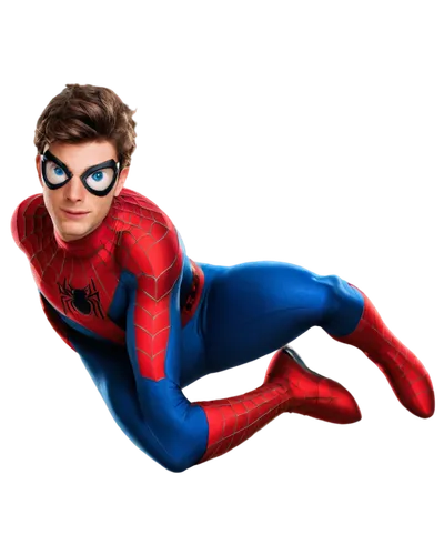 Spider-Man, facial close-up, Peter Parker, Caucasian male, 18-25 years old, messy brown hair, bright blue eyes, red and blue mask, subtle smile, heroic expression, soft focus, natural lighting, cinema