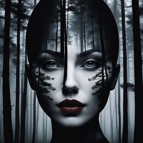 rankin,biophilia,dryad,photo manipulation,unseelie,forest dark,photomanipulation,jingna,geisha girl,visage,geisha,twixt,gothika,the enchantress,mystical portrait of a girl,behenna,deviantart,girl with tree,gothic portrait,photomontage,Photography,Black and white photography,Black and White Photography 07