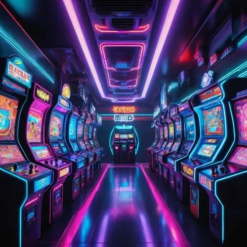 spaceship interior,ufo interior,arcade,arcades,arcade games,spaceland,jukebox,80's design,abstract retro,retro diner,lanes,arcading,neon lights,retro background,polybius,game room,piu,neon arrows,neon,neon light,Conceptual Art,Sci-Fi,Sci-Fi 03