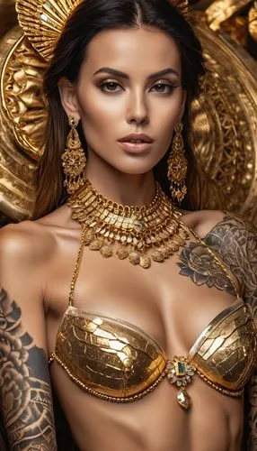 cleopatra,ancient egyptian girl,gold jewelry,body jewelry,tantra,warrior woman,tutankhamun,oriental princess,breastplate,tutankhamen,egyptian,golden buddha,arabian,ancient egyptian,gold plated,gold colored,polynesian girl,jewelry,female warrior,priestess,Photography,General,Realistic