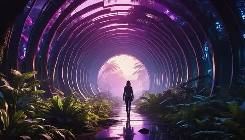 tunnel of plants,futuristic landscape,exploration,plant tunnel,pathway,arbor,passage,the mystical path,alien world,walkway,wonderlands,cyberia,tunnel,the path,descent,subkingdom,envision,pathways,biopiracy,sensorium,Photography,General,Realistic