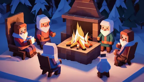 christmas fireplace,yule log,campfires,carol singers,campfire,christmas scene,carolers,log fire,nordic christmas,fireside,santa clauses,christmas crib figures,winter village,christmas wallpaper,gnomes,christmas icons,winter festival,warm and cozy,christmasbackground,fireplace,Unique,3D,Low Poly